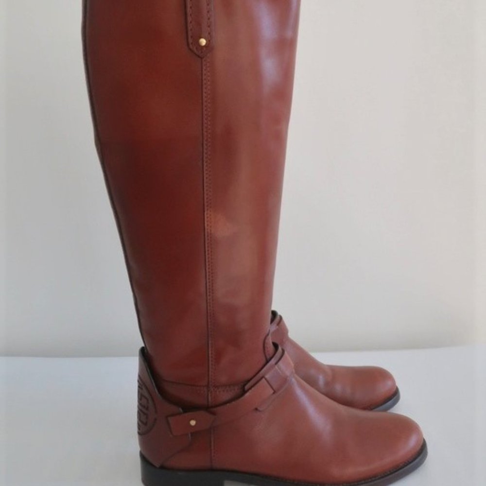 Tory Burch Derby Riding Boots Brown Leather - Picture 4 of 8